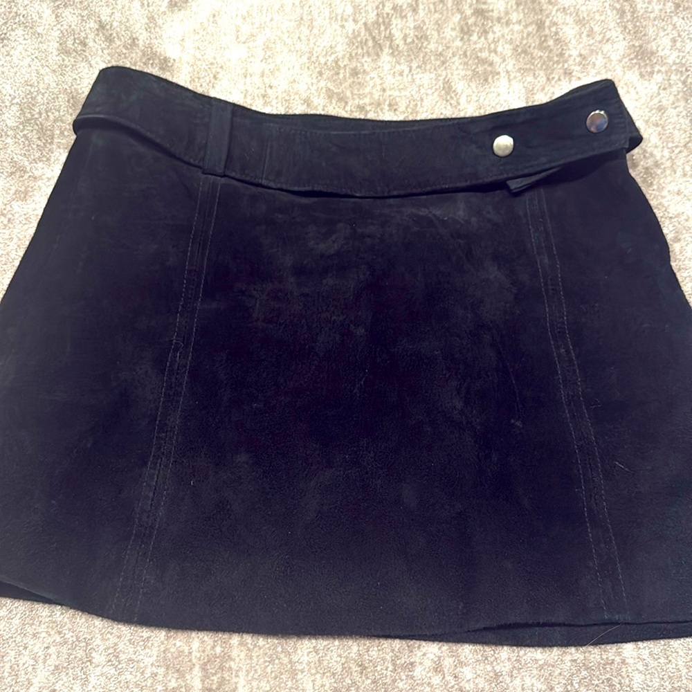 Black Suede Zara Mini Skirt with Snap Belt
